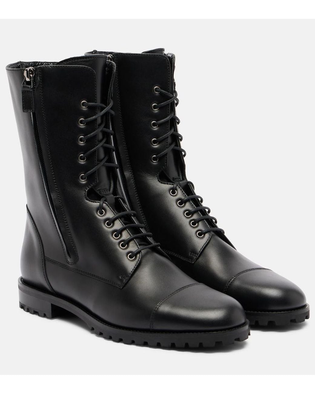 Manolo Blahnik Black Lugata Leather Combat Boots