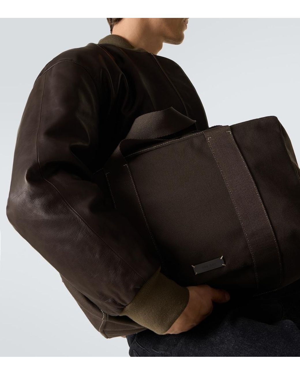 The Row Black Sisal Canvas Duffel Bag for men