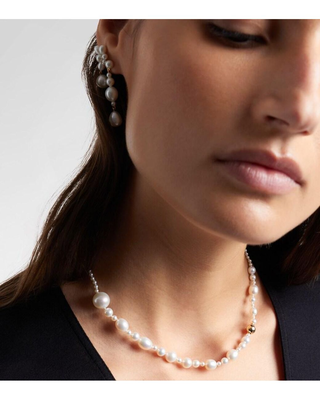 Sophie Bille Brahe White Peggy 14Kt Necklace With Freshwater Pearls