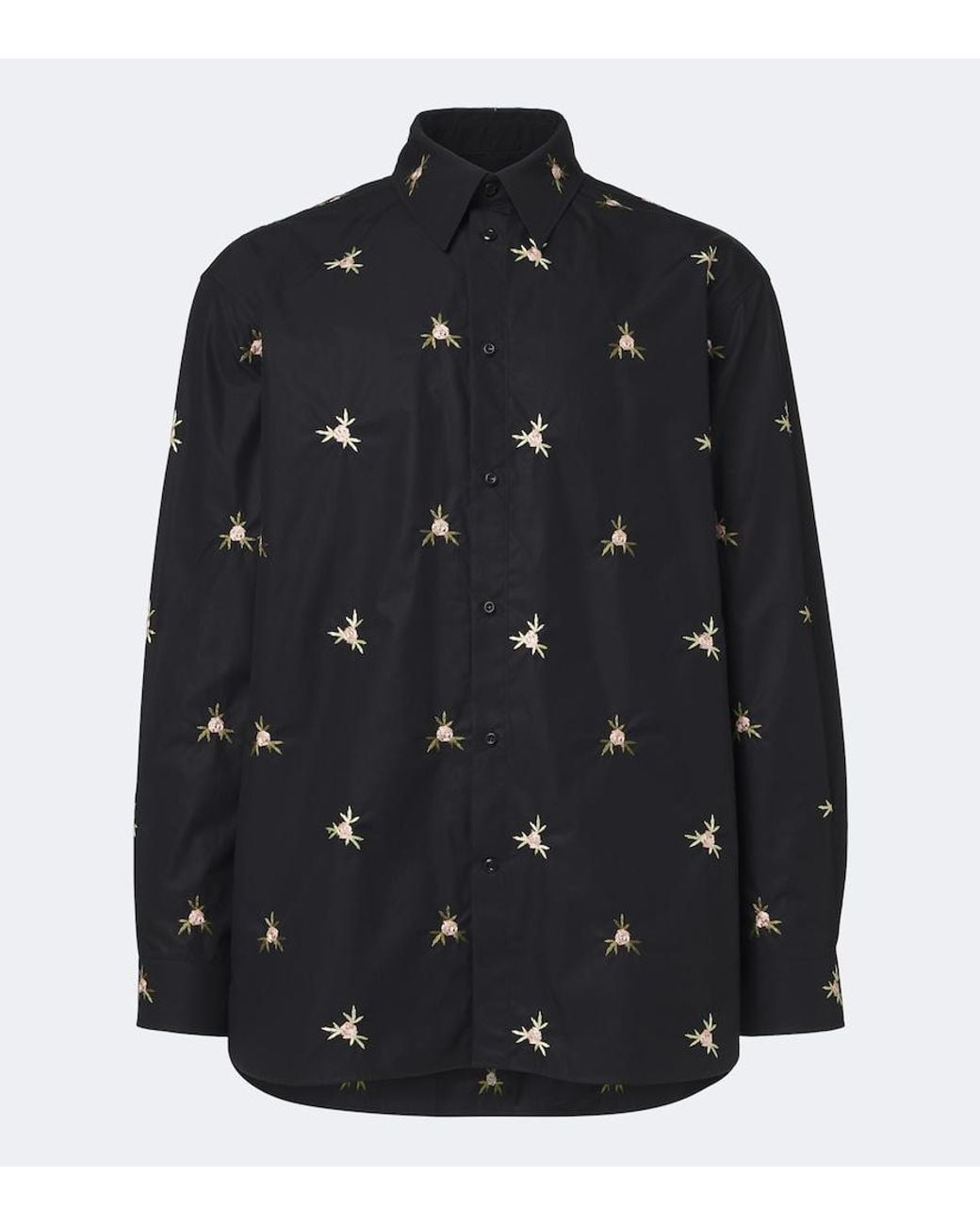 Simone Rocha Black Embroidered Cotton Poplin Shirt for men