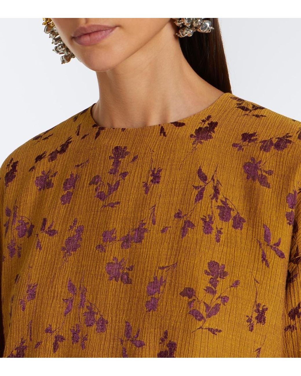 Dries Van Noten Brown Floral Blouse