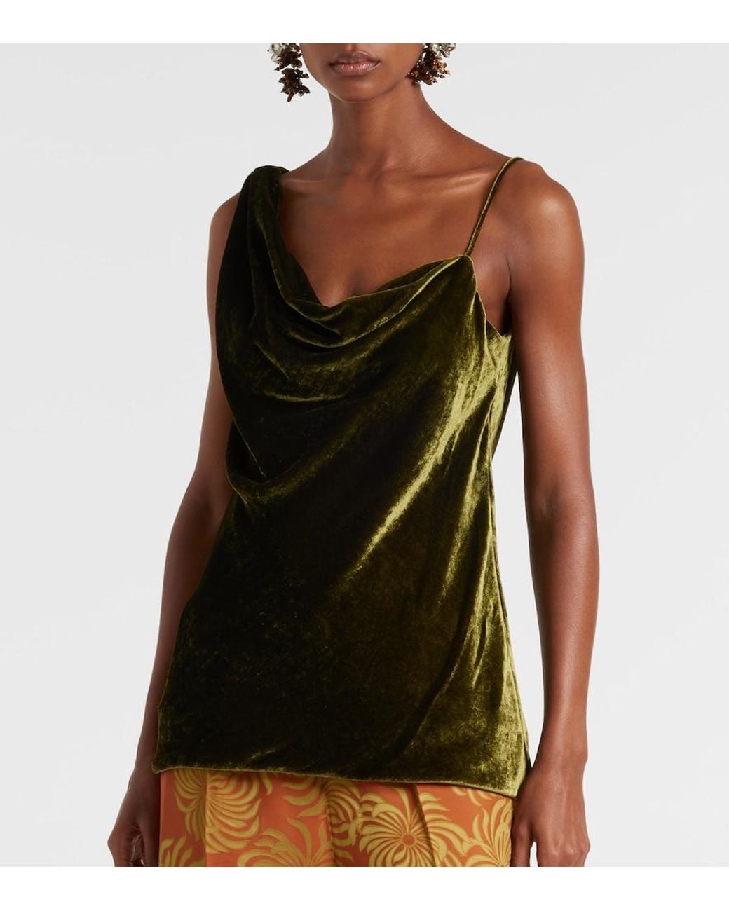 Dries Van Noten Black Draped Velvet Top