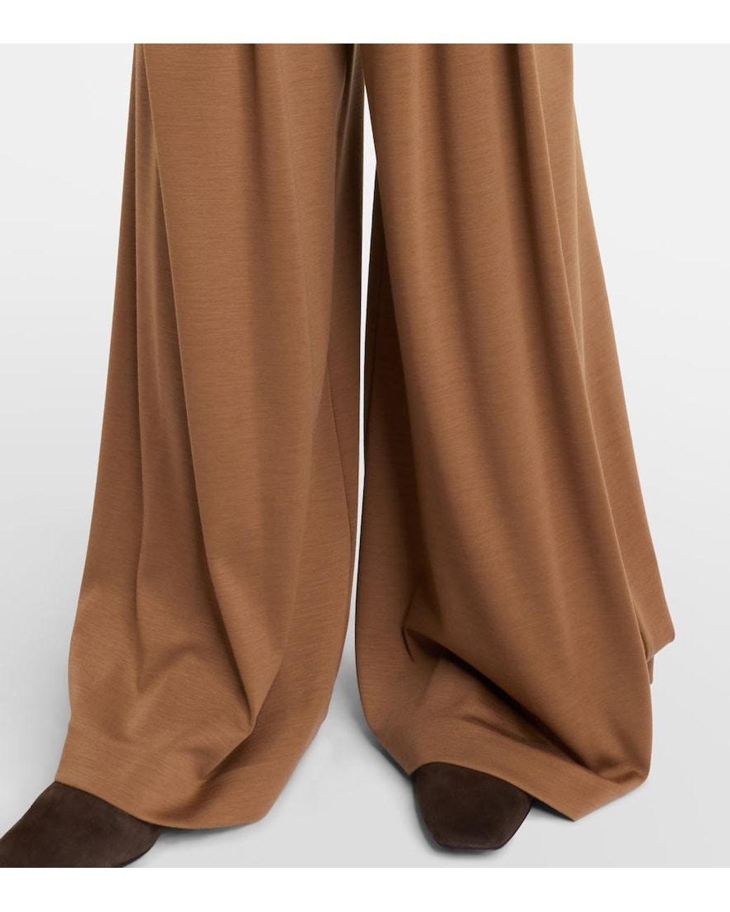 Max Mara Brown Cocco Virgin Wool Wide-Leg Pants