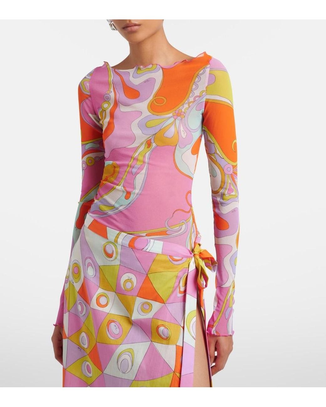 Emilio Pucci Pink Orchidee Sheer Tulle Top