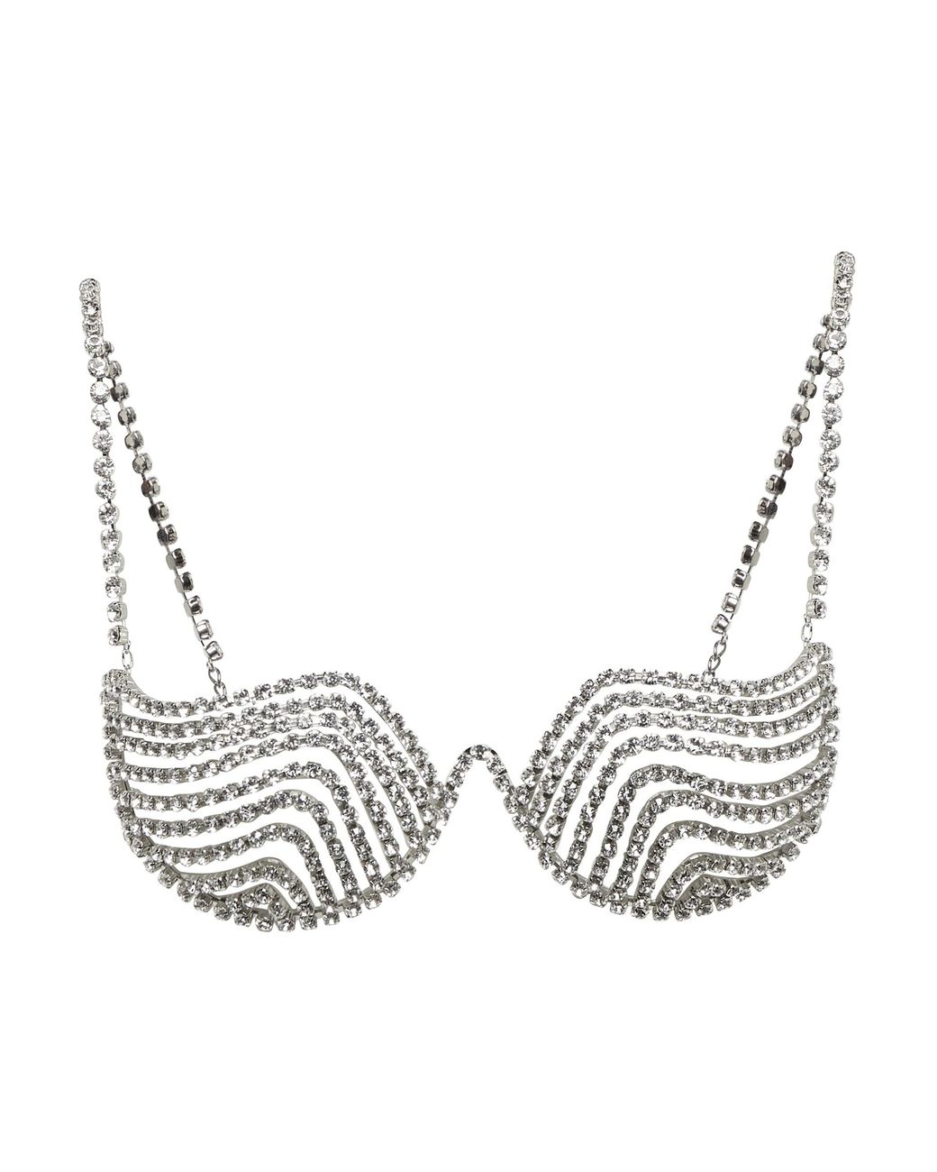 Area Crystalembellished Bra in Metallic Lyst