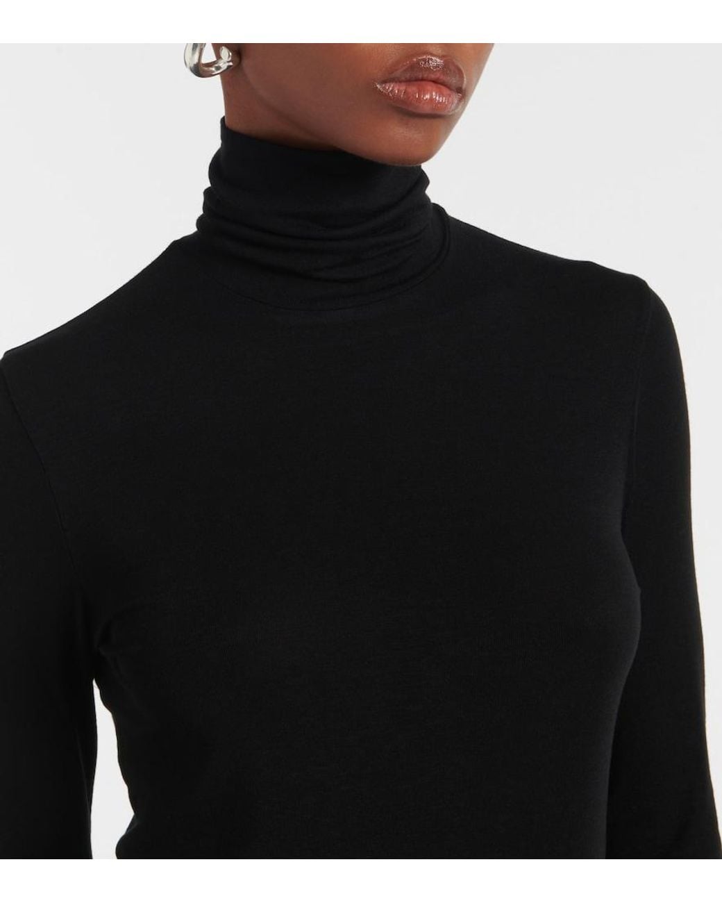 Agolde Black Lyocell Turtleneck Long-Sleeved Top