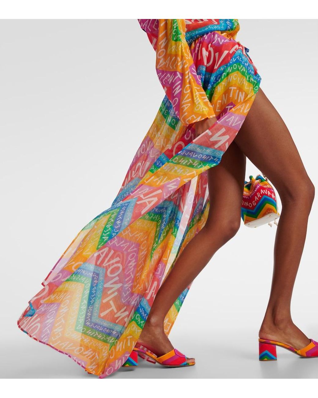 Valentino Multicolor Logo Cotton-Blend Beach Cover-Up