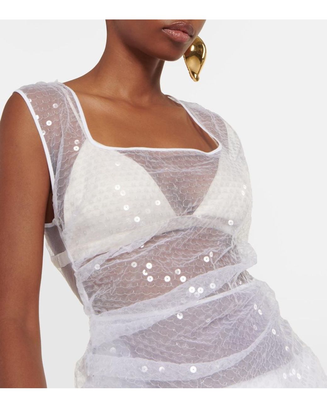 Jacquemus White Le Debardeur Perle Sequined Top