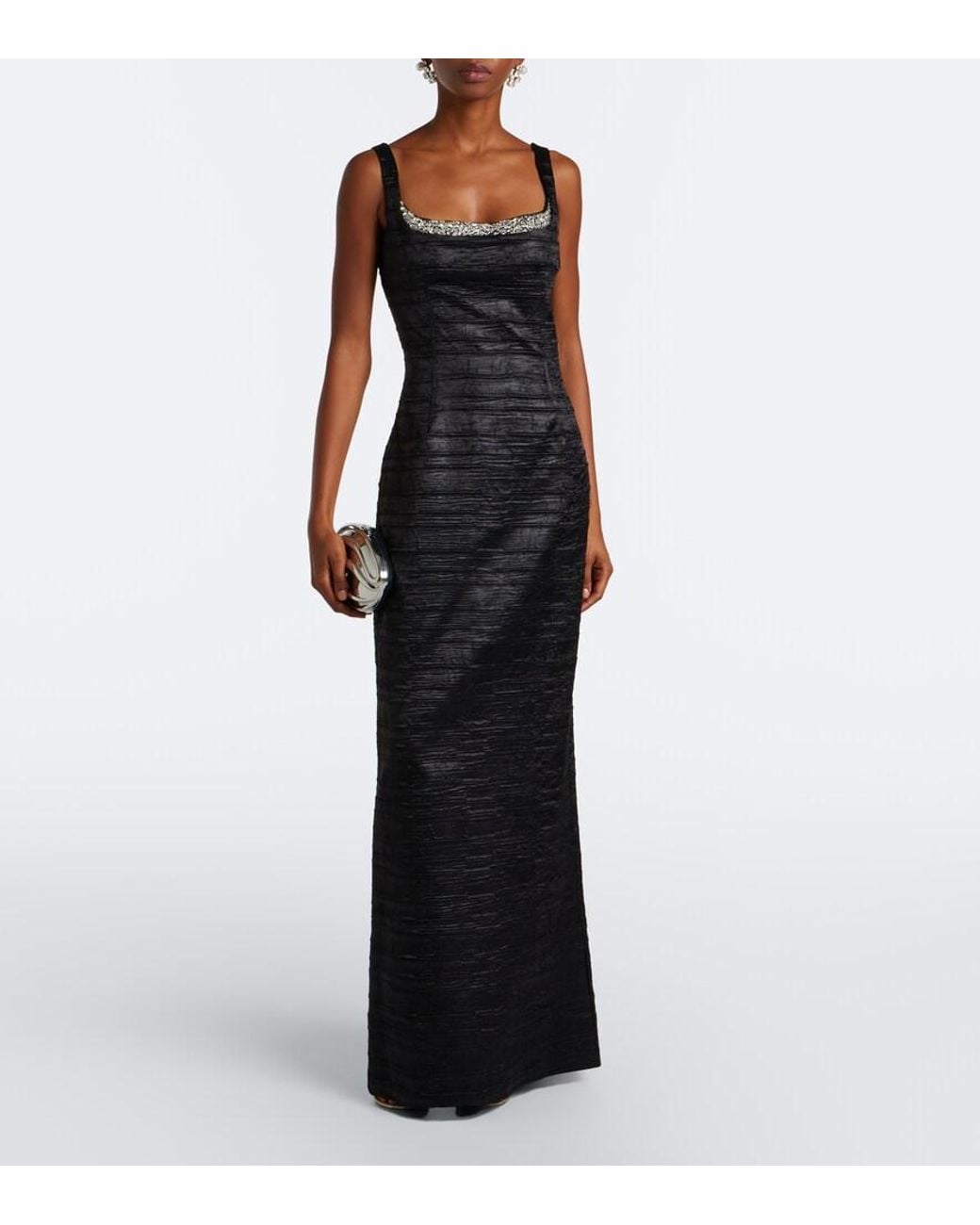 Jonathan Simkhai Black Martina Embellished Satin Gown