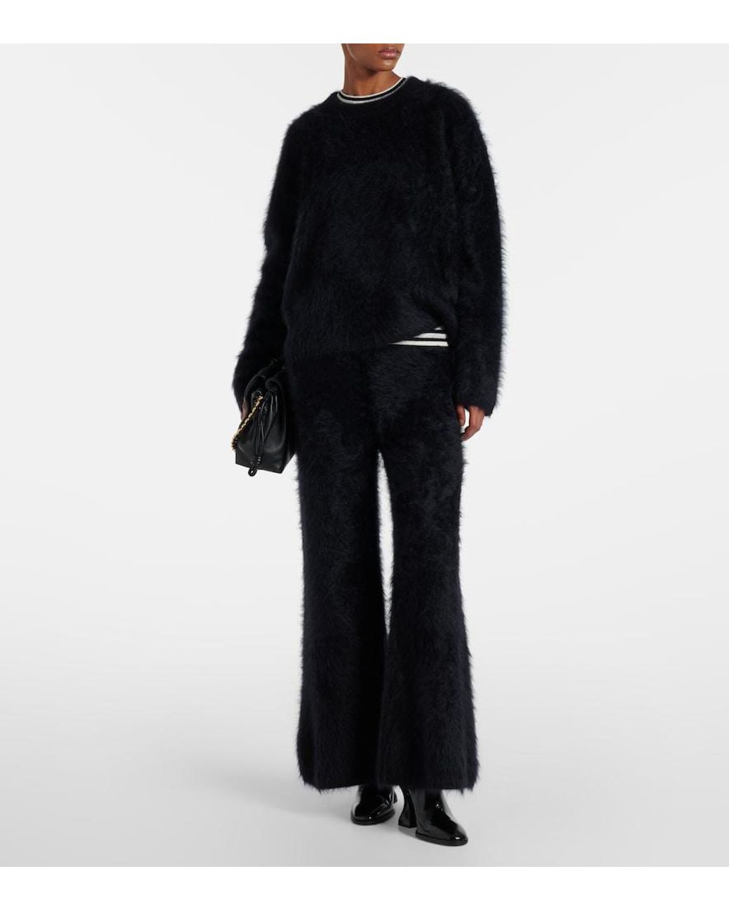 Lisa Yang Black Ellery Brushed Cashmere Flared Pants