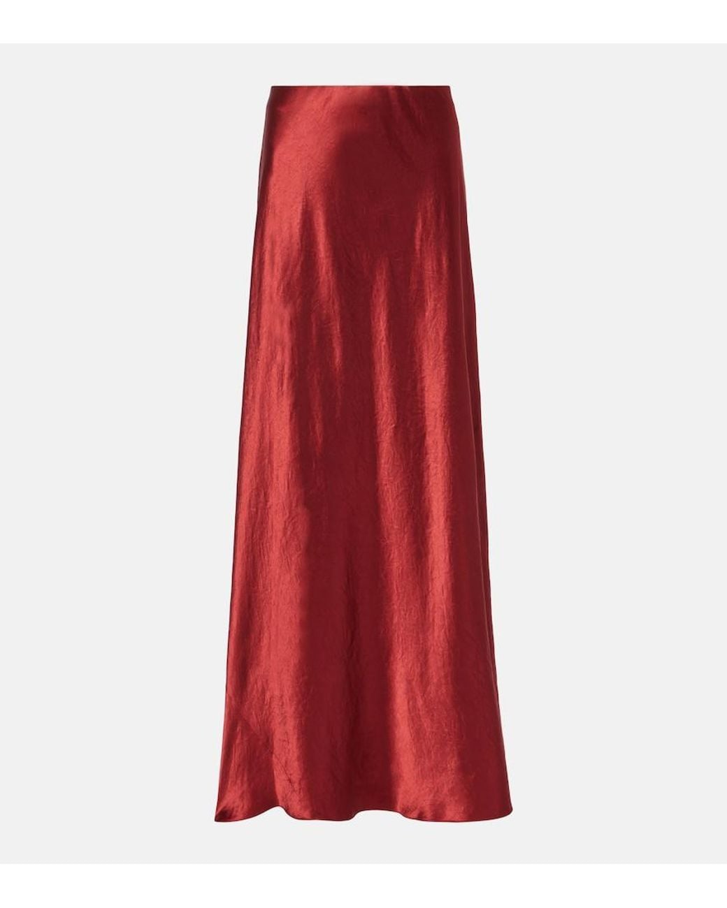 Vince Red Satin Maxi Skirt