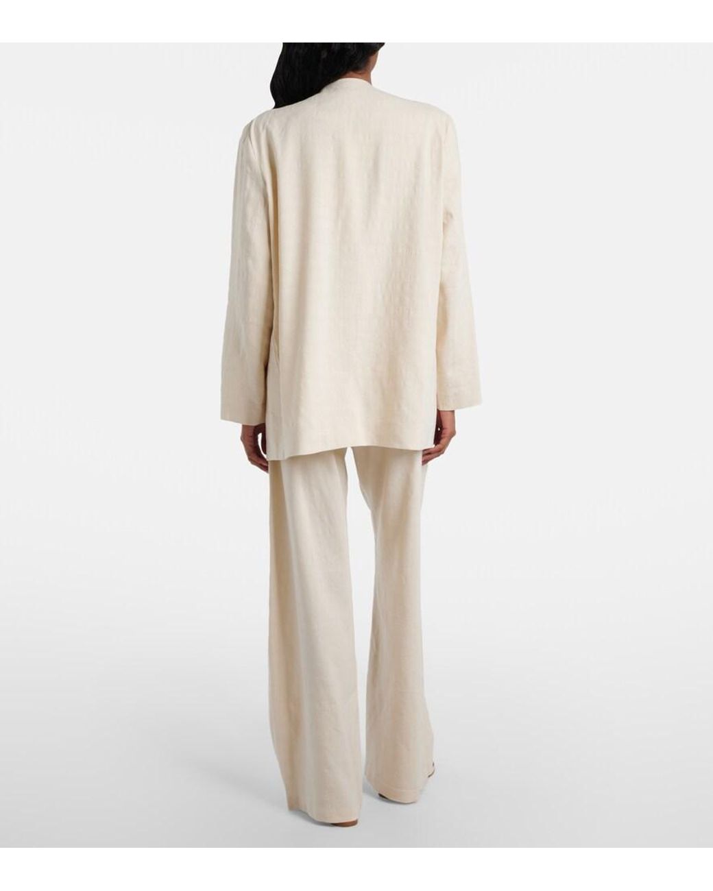 Leset White Belle Linen-Blend Jacket