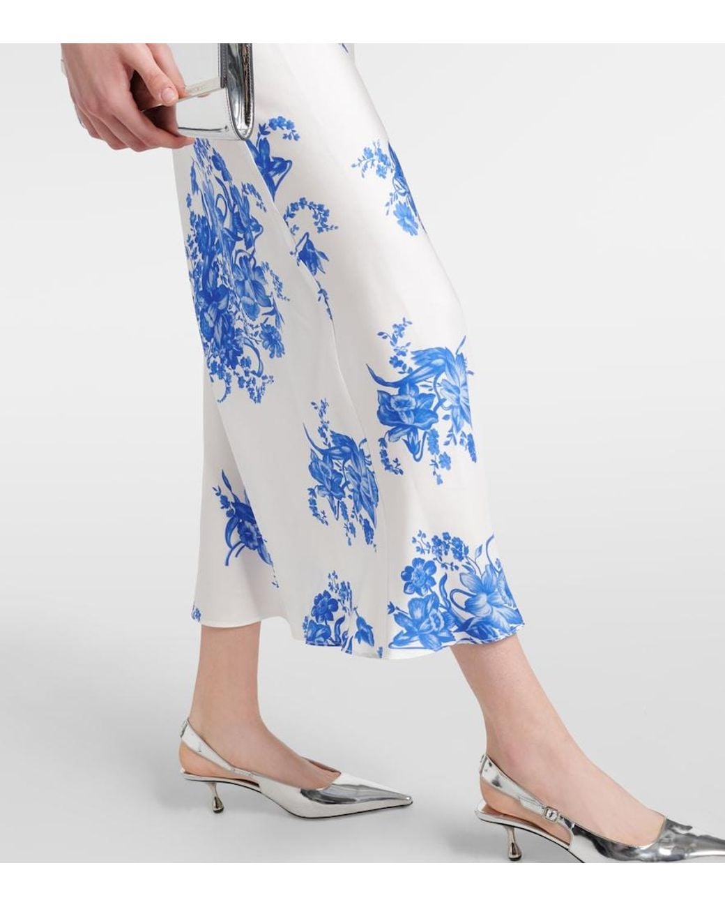 Rodarte Blue Floral Silk Slip Dress