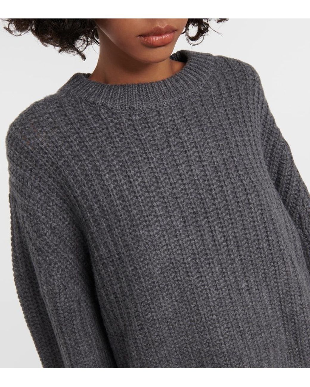 Lisa Yang Gray Hilma Fringed Cashmere Sweater