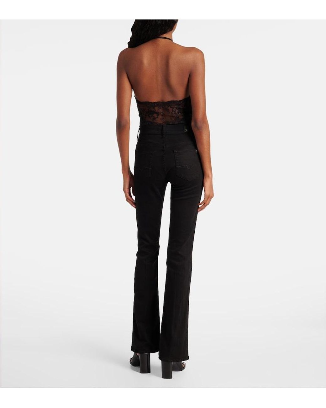7 For All Mankind Black B(air) Mid-rise Bootcut Jeans