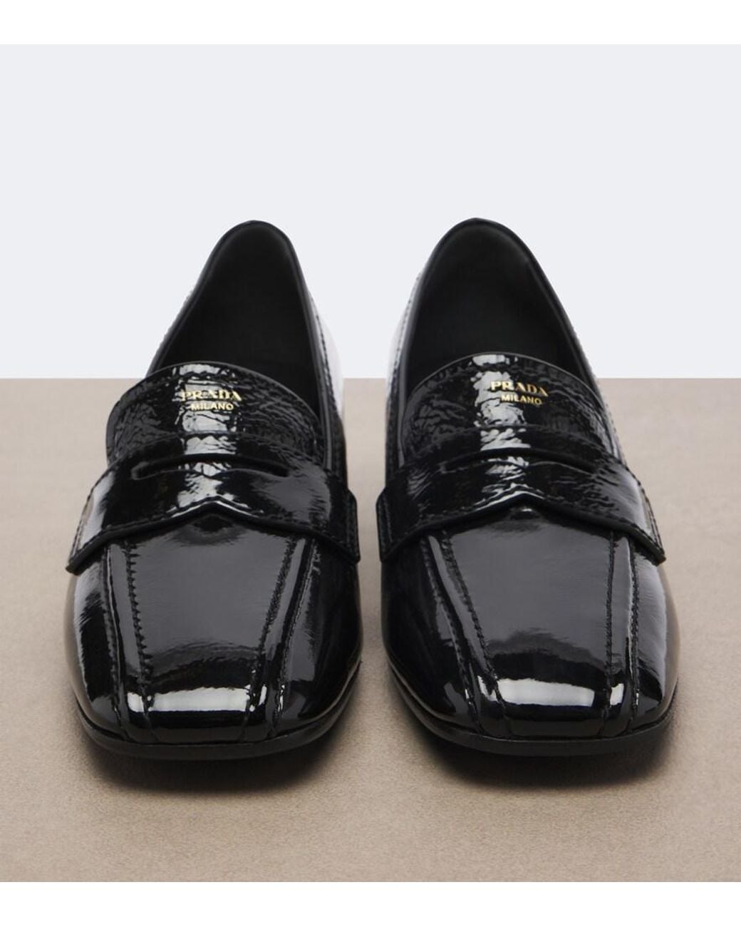 Prada Black Patent Leather Loafer Pumps