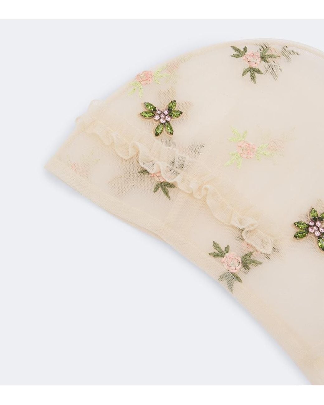 Simone Rocha White Floral Embroidered Embellished Hood