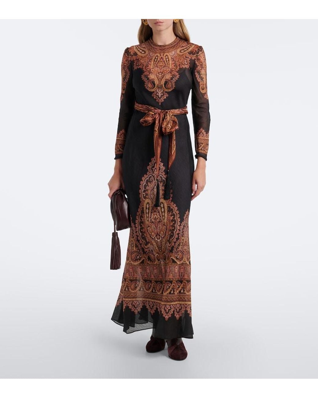 Zimmermann Brown Ascent Paisley Linen And Silk Maxi Dress