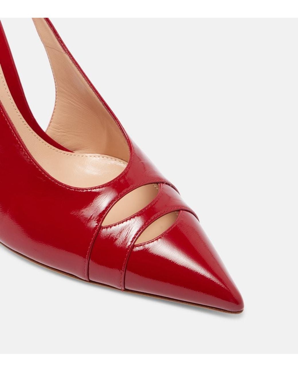 Gianvito Rossi Red 105 Patent Leather Slingback Pumps