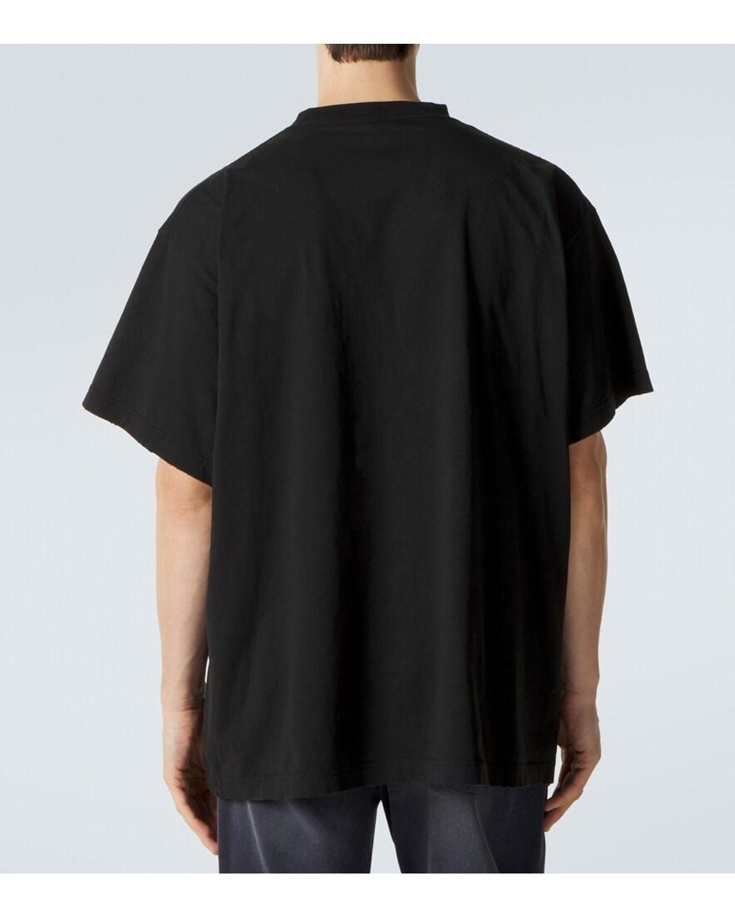 Balenciaga Black Printed Cotton Jersey T-Shirt for men