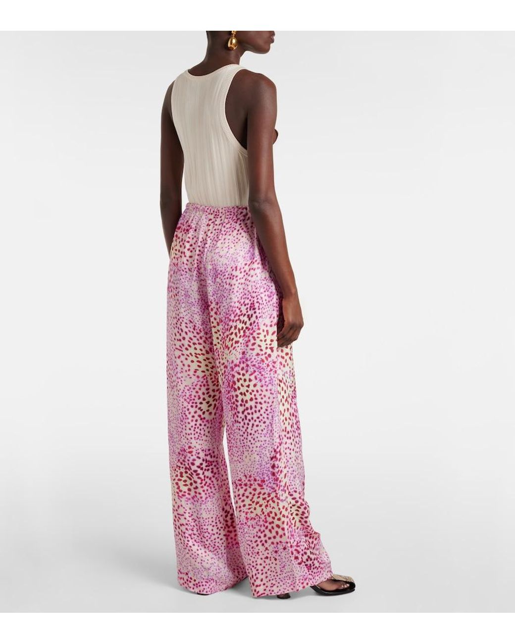 Dries Van Noten Pink Jacquard Wide-Leg Pants
