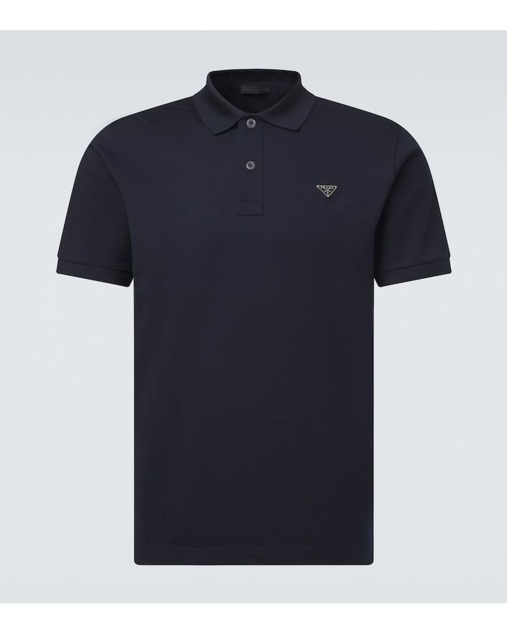 Prada Blue Cotton Pique Polo Shirt for men