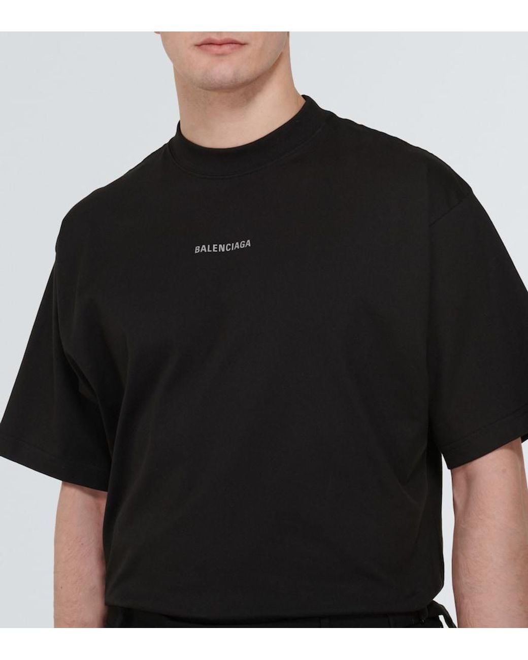Balenciaga Black New Back Medium Fit T-Shirt for men