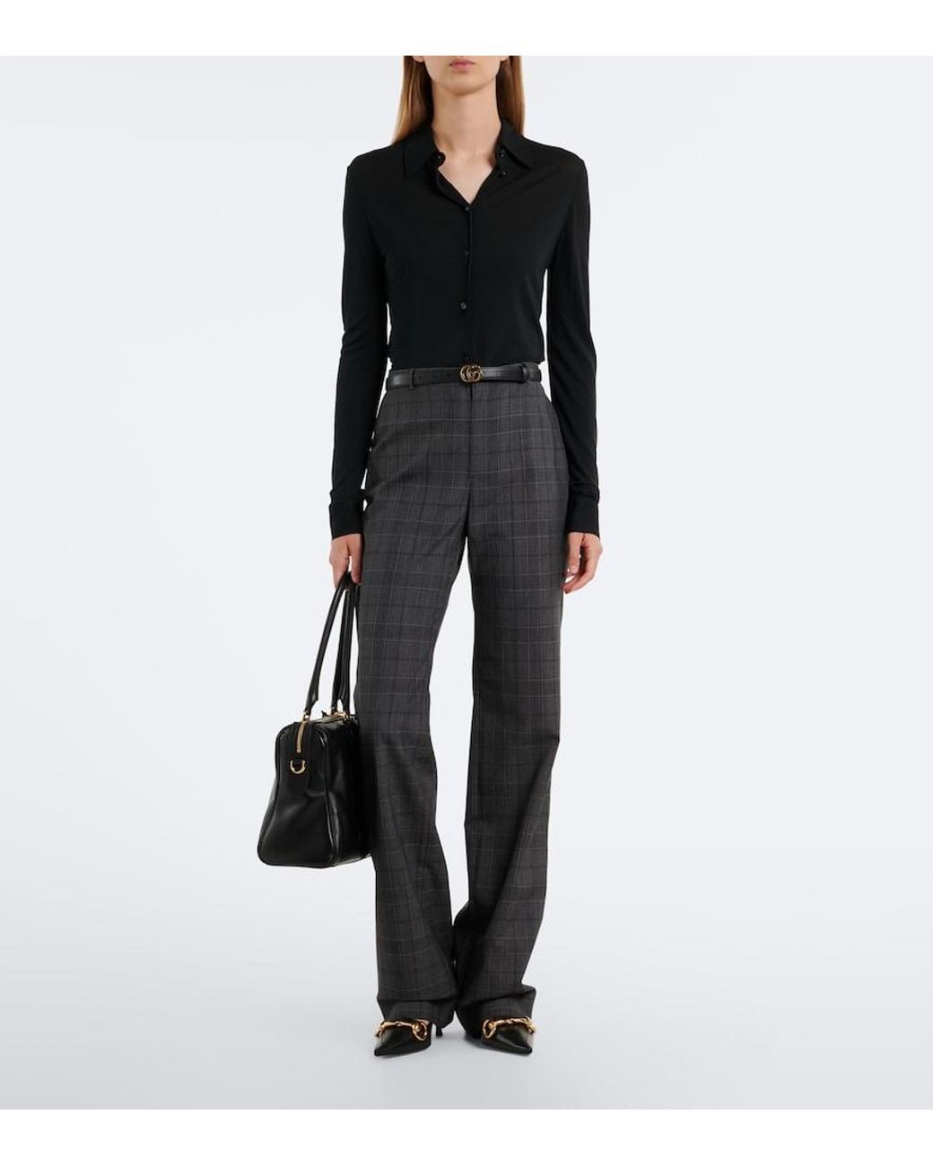 Gucci Black Borsetto Large Leather Bowling Bag