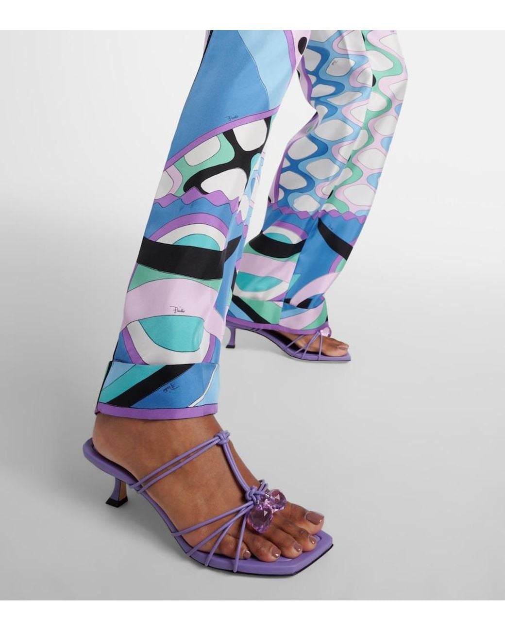 Jimmy Choo Purple Jemma 50 Embellished Leather Mules