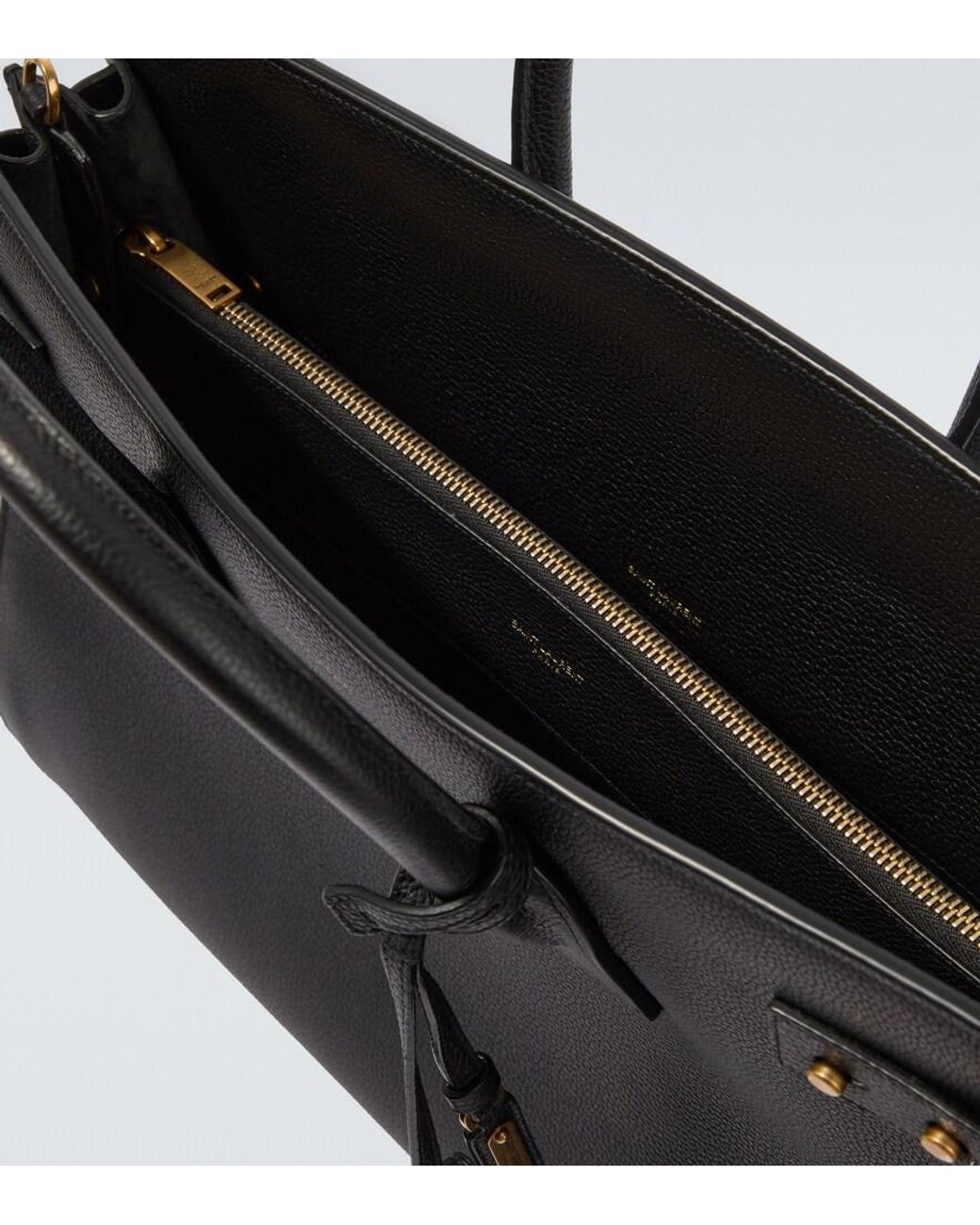 Saint Laurent Black Sac De Jour Thin Large Leather Tote Bag for men