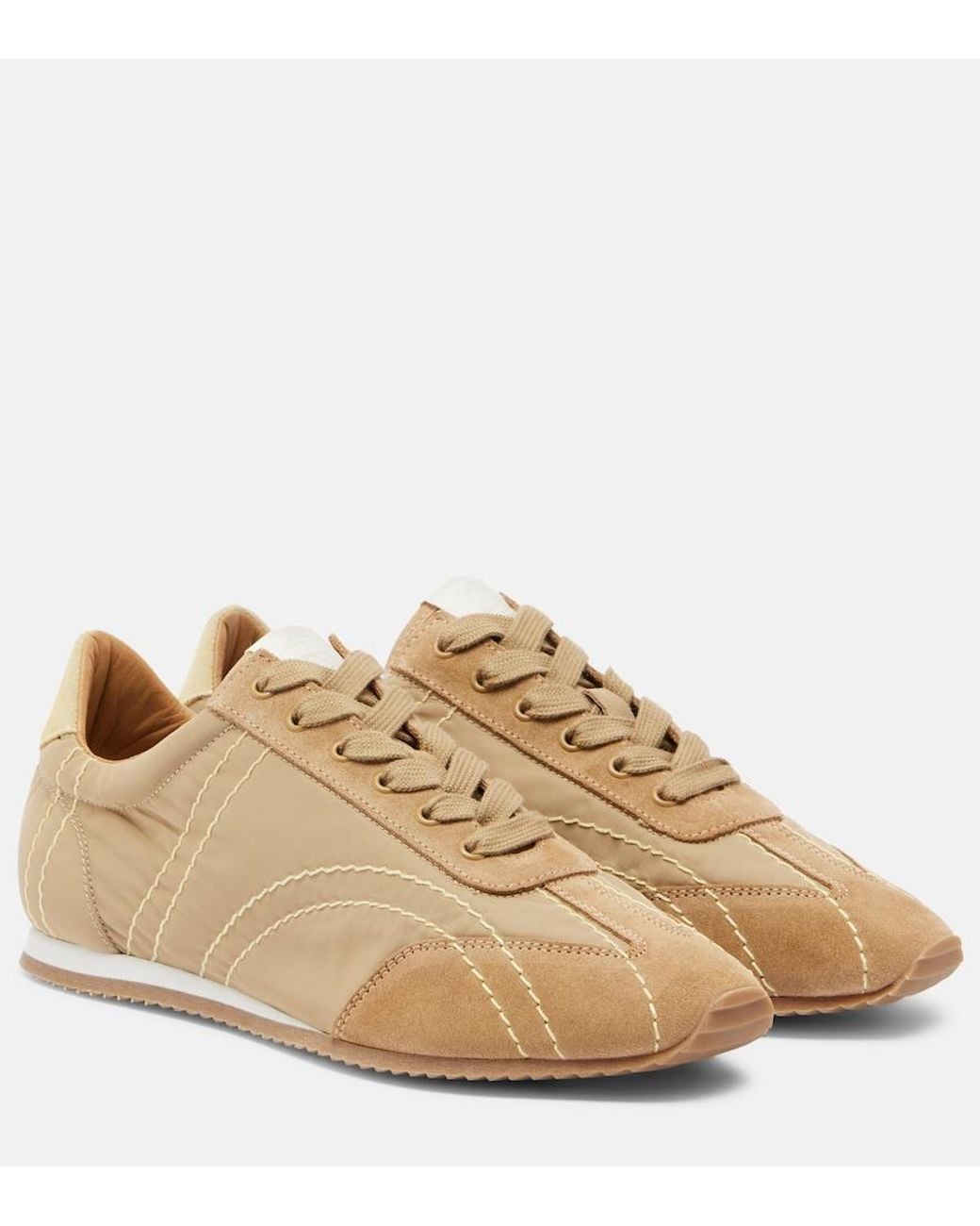 Totême Natural Flex Suede-Trimmed Sneakers