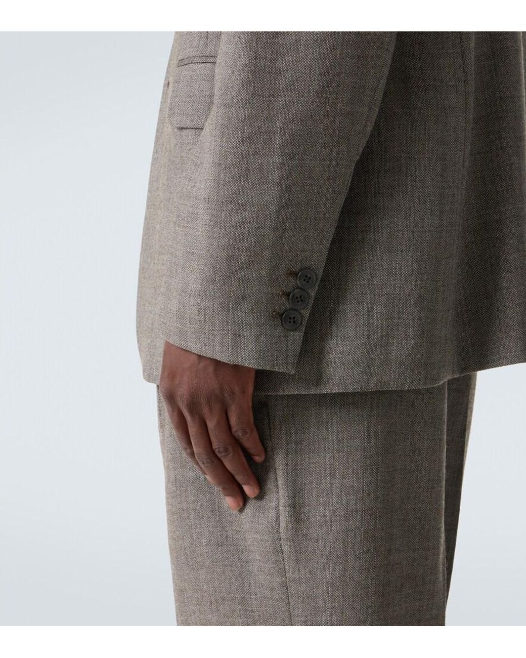 Our Legacy Gray Ceremony Herringbone Virgin Wool Blazer for men