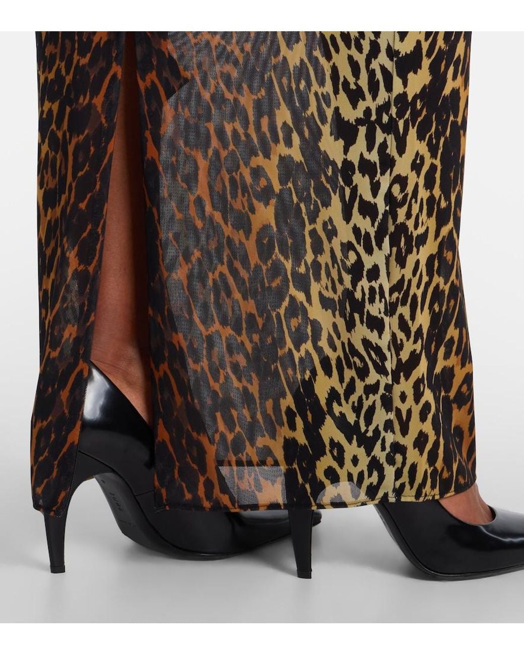 Alex Perry Brown Leopard-Print Mesh Gown