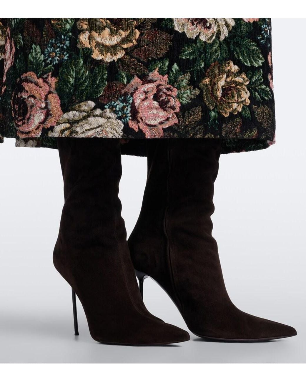 Paris Texas Black Lidia Embellished Suede Knee-High Boots