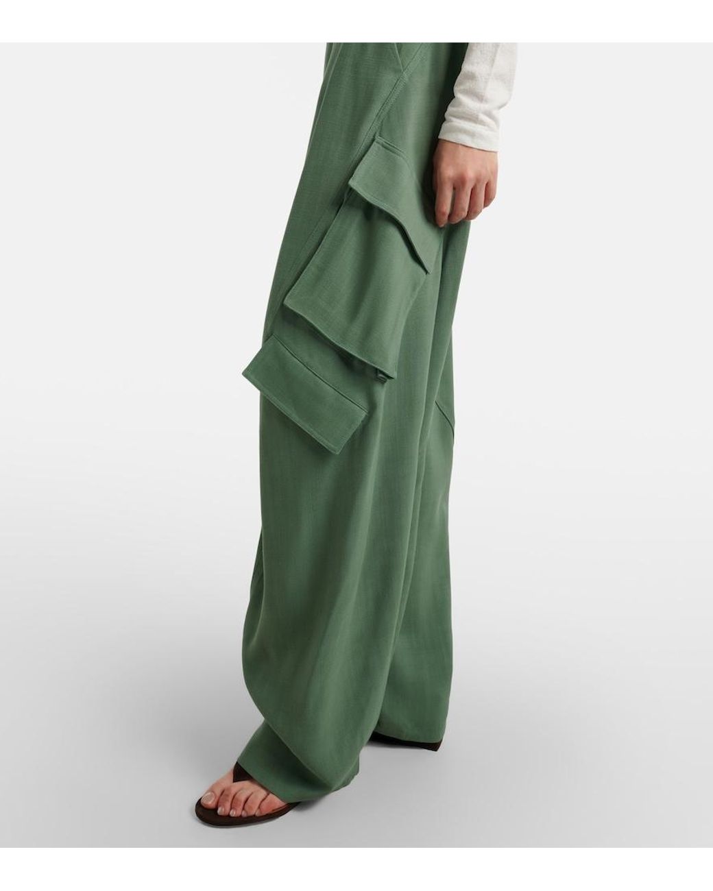 Alaïa Green Mid-Rise Cargo Pants