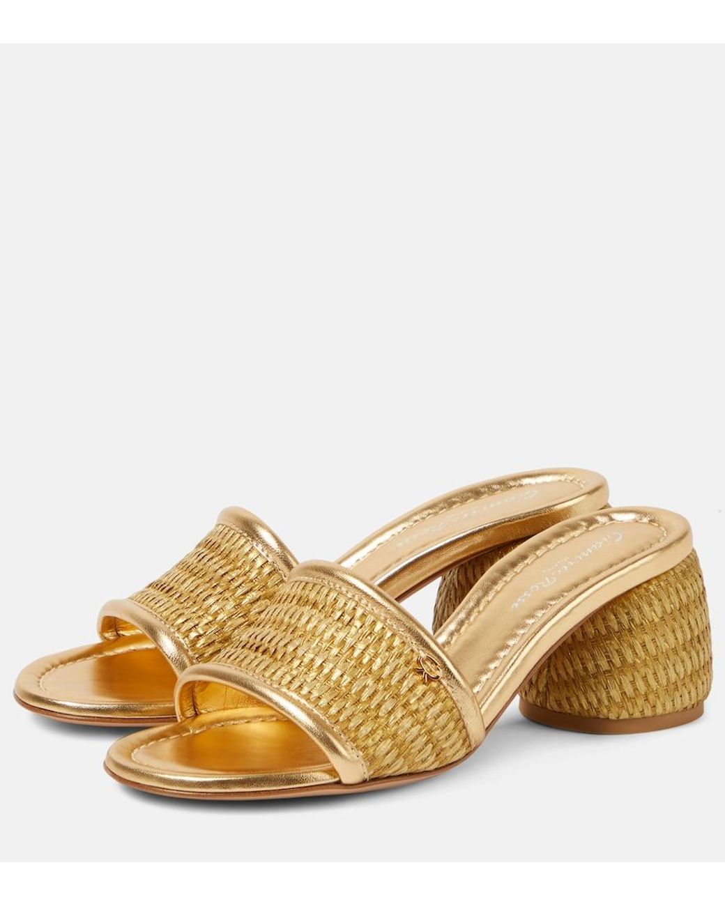 Gianvito Rossi Yellow Marbella Leather-Trimmed Sandals