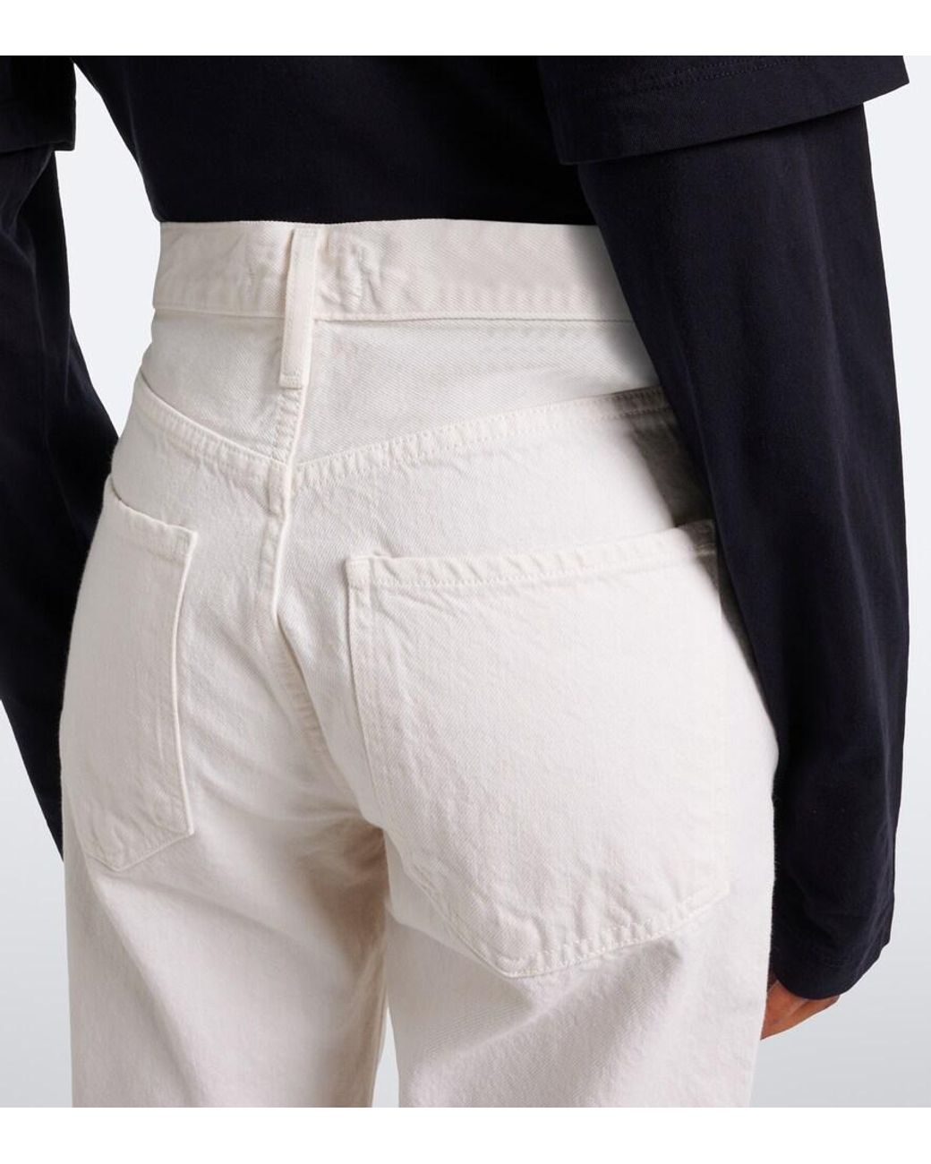 Agolde White Riley Cropped Straight Jeans