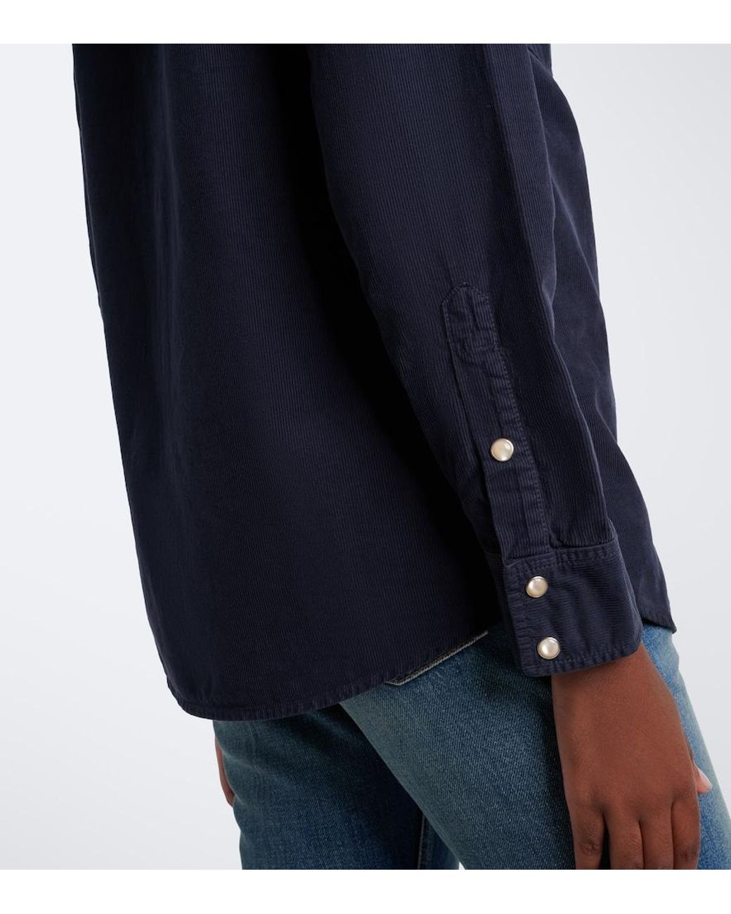 Nili Lotan Blue Travis Cotton Corduroy Shirt