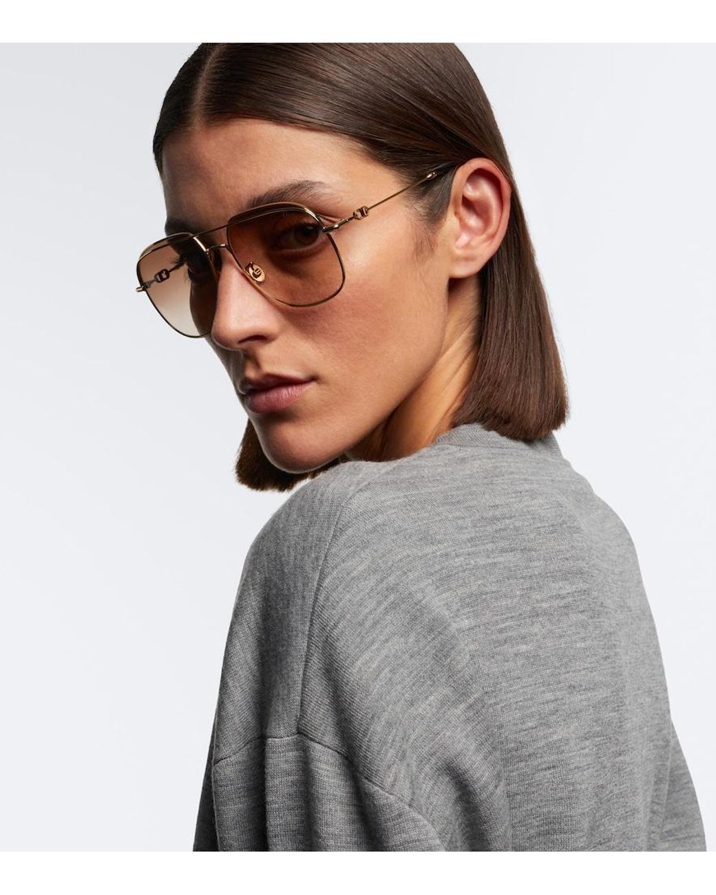Dior Brown Petit Cd A1U Aviator Sunglasses