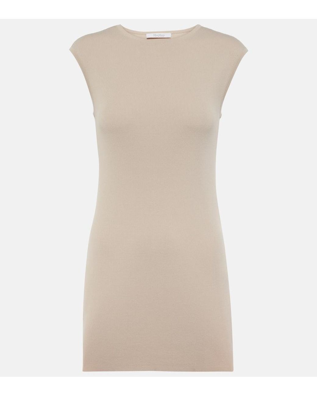 Max Mara Natural Soldino Ribbed-Knit Jersey Top