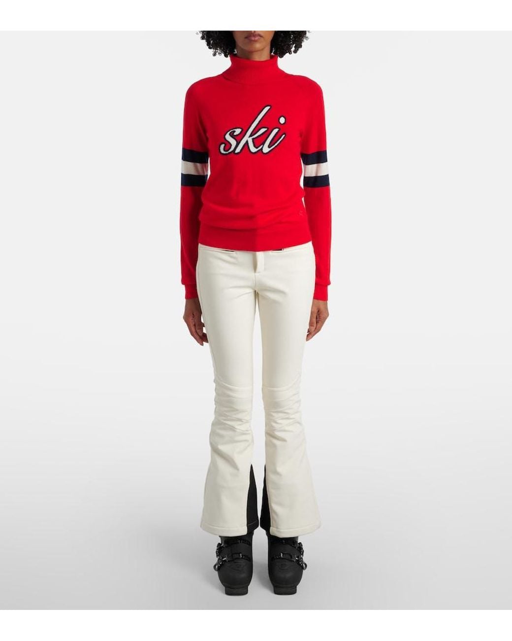 Perfect Moment Red Bright Neve Ski Intarsia Merino Wool Sweater