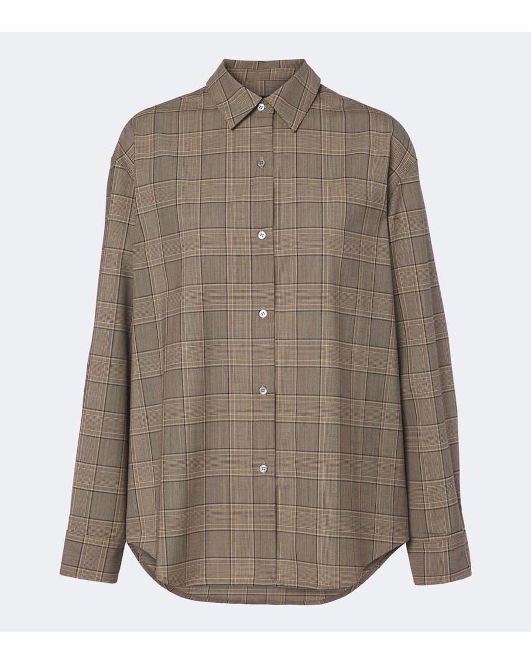 Leset Brown Mia Checked Oversized Shirt