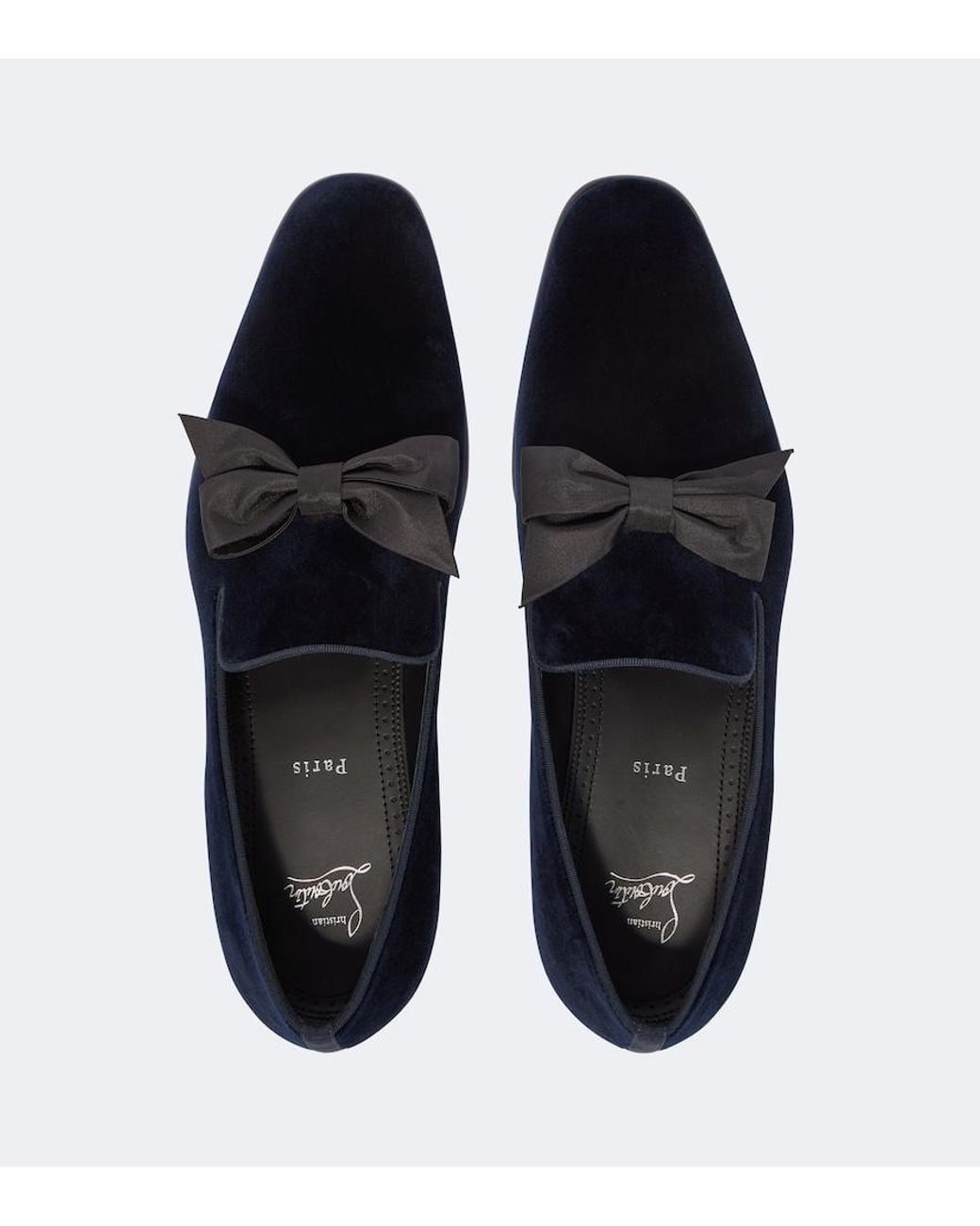 Christian Louboutin Black December First Bow-Detail Velvet Loafers for men