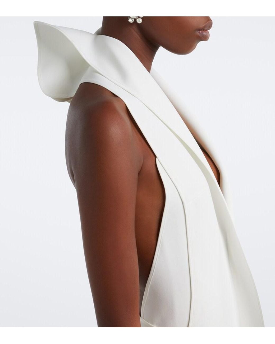 Maticevski White Allude Asymmetric Halterneck Jersey Gown