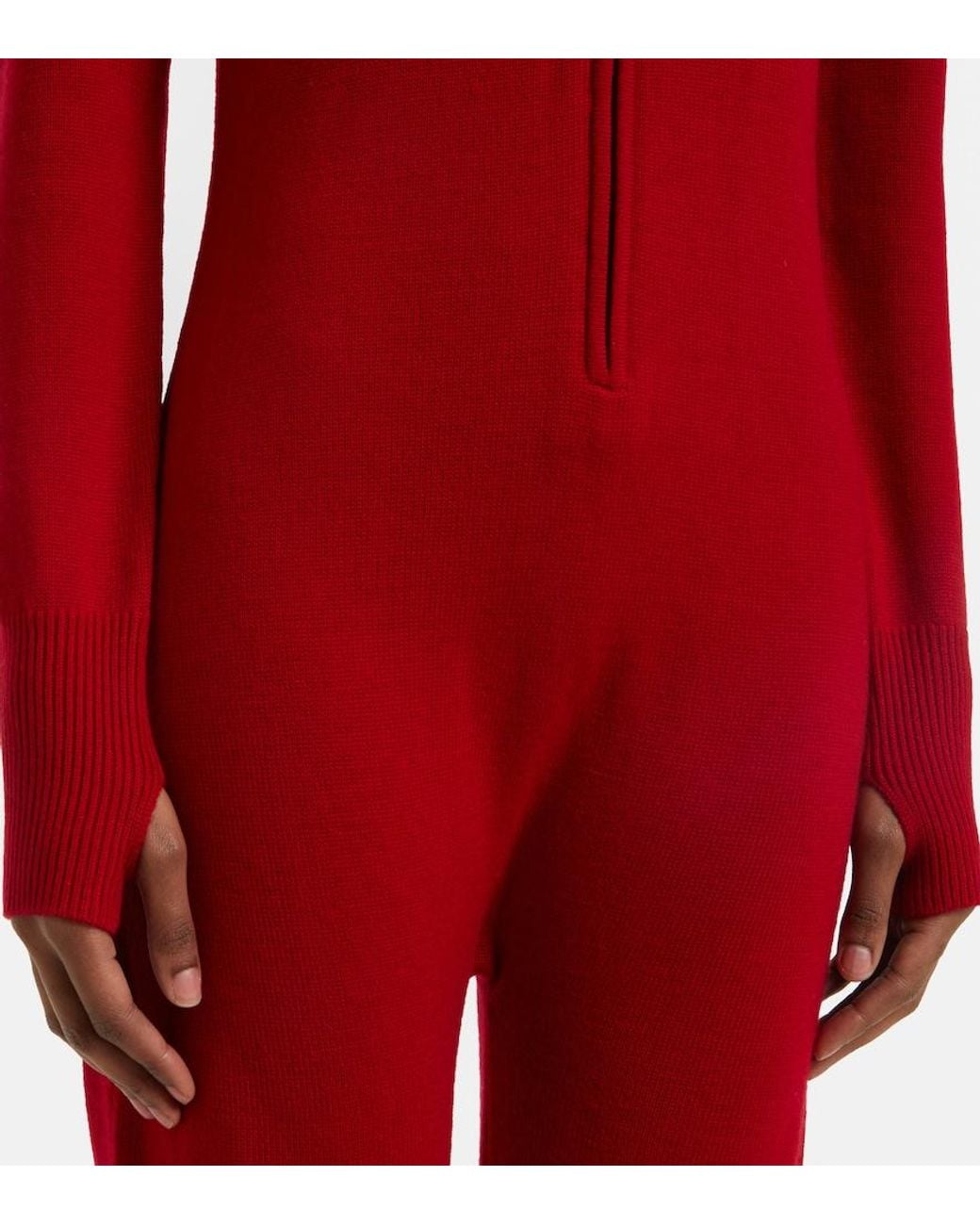 Perfect Moment Red Wool Intarsia Jumpsuit