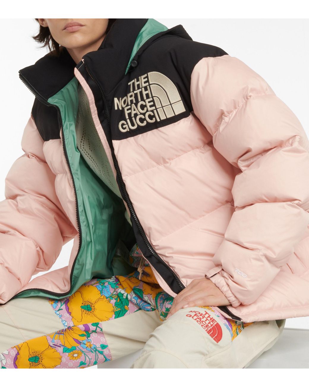 Gucci X The North Face Quilted Down Jacket In Pink Lyst