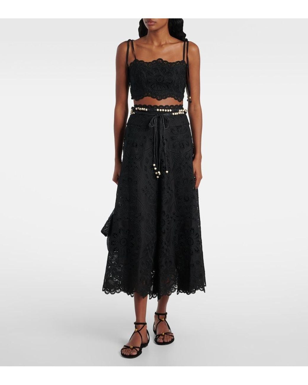 Zimmermann Black Rhiannon Embroidered Cotton Top