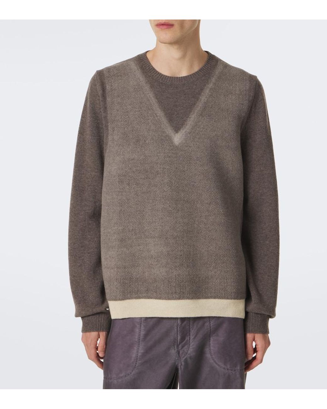 Maison Margiela Gray Printed Virgin Wool Sweater for men