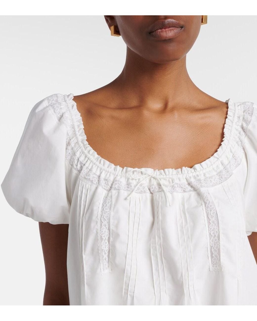 Faithfull The Brand White Galle Lace-Trimmed Cotton Minidress