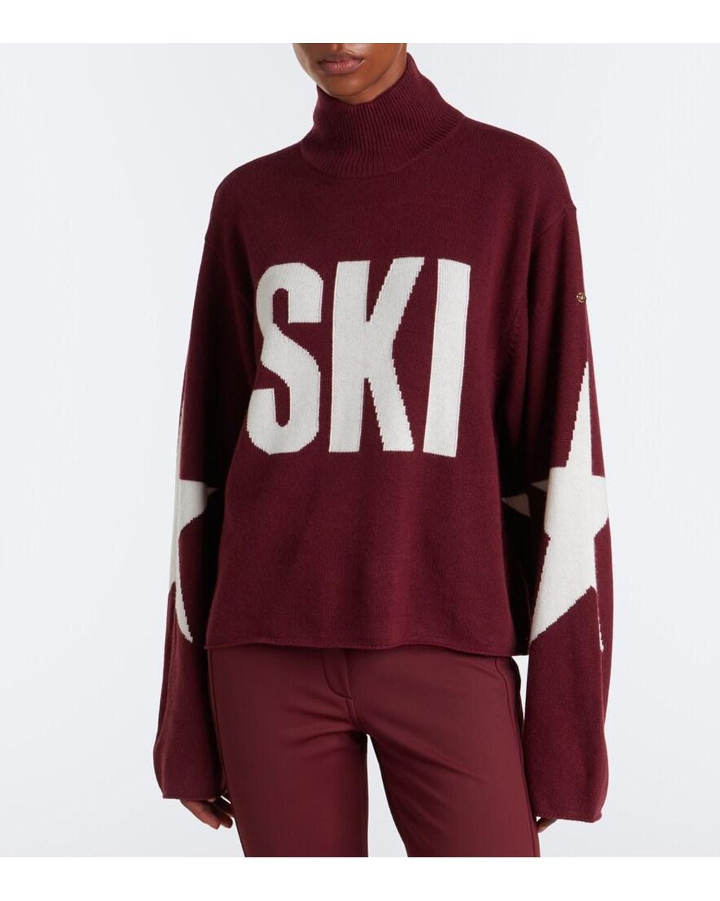 Goldbergh Red Intarsia Wool-Blend Turtleneck Sweater
